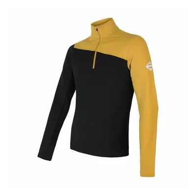 SENSOR MERINO EXTREME pánské triko dl.rukáv zip mustard/černá