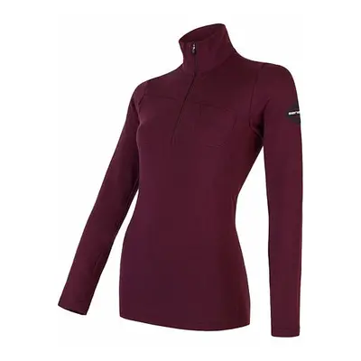 SENSOR MERINO EXTREME dámské triko dl.rukáv zip port red