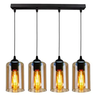 Černé závěsné svítidlo se skleněným stínidlem 10x65 cm Bistro – Candellux Lighting