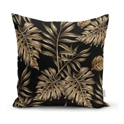 Povlak na polštář Minimalist Cushion Covers Golden Leafes With Black BG, 45 x 45 cm