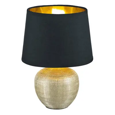 Černá stolní lampa z keramiky a tkaniny Trio Luxor, výška 26 cm