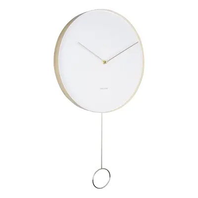 Bílé nástěnné kyvadlové hodiny Karlsson Pendulum, ø 34 cm