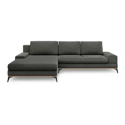 Tmavě šedá rozkládací rohová pohovka Windsor & Co Sofas Planet, levý roh