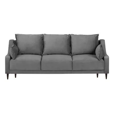 Šedá sametová rozkládací pohovka s úložným prostorem Mazzini Sofas Freesia, 215 cm