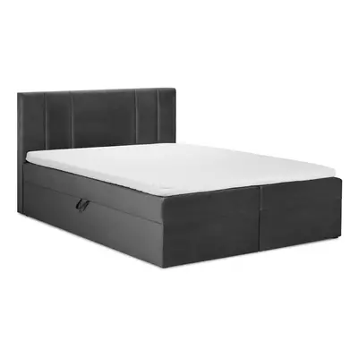 Tmavě šedá boxspring postel s úložným prostorem 200x200 cm Afra – Mazzini Beds