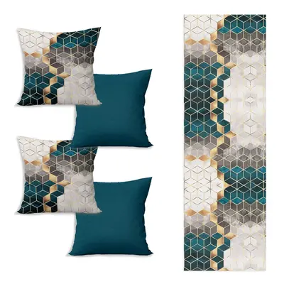 Set běhounu na stůl a 4 povlaků na polštáře Optic - Minimalist Cushion Covers