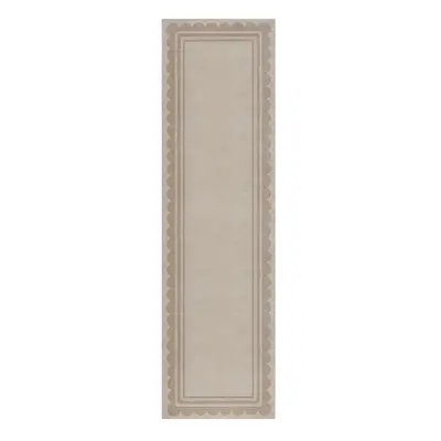 Ručně tkaný vlněný běhoun v přírodní barvě 80x230 cm Lois Scallop – Flair Rugs