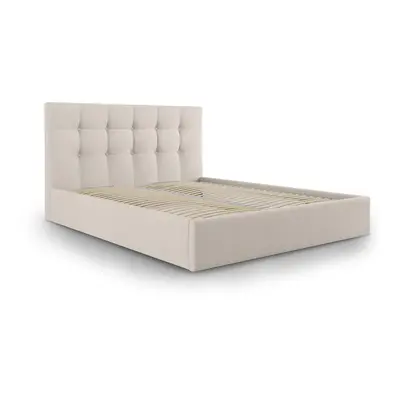 Béžová čalouněná dvoulůžková postel s úložným prostorem s roštem 160x200 cm Nerin – Mazzini Beds