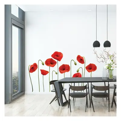 Sada samolepek na zeď Ambiance Vermeil Poppies, 60 x 70 cm