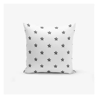 Černo-bílý povlak na polštář s příměsí bavlny Minimalist Cushion Covers White Background Star, 4