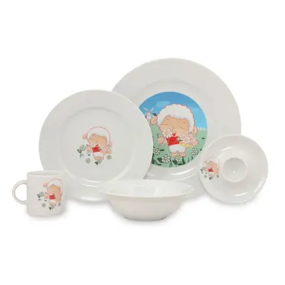 5dílný dětský porcelánový jídelní set Kütahya Porselen Sheep