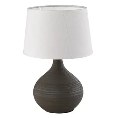 Tmavě hnědá stolní lampa z keramiky a tkaniny Trio Martin, výška 29 cm