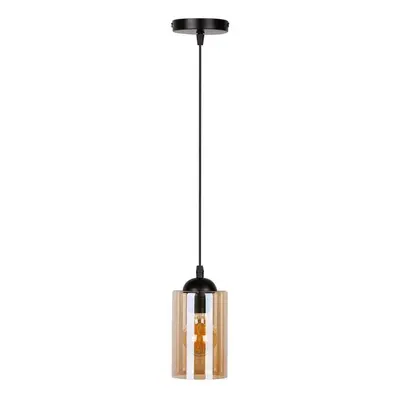 Černé závěsné svítidlo se skleněným stínidlem ø 10 cm Bistro – Candellux Lighting