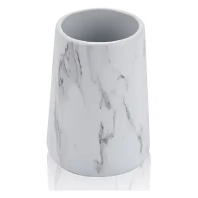 Bílý keramický kelímek na zubní kartáčky Marble - Tomasucci