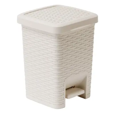 Krémový koupelnový pedálový koš Addis Rattan Pedal Bin Calico, 6 l