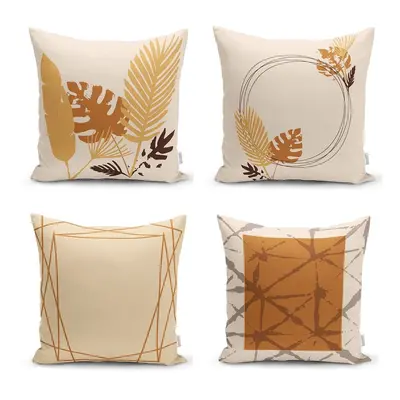 Oranžovo-béžové povlaky na polštáře v sadě 4 ks 43x43 cm - Minimalist Cushion Covers