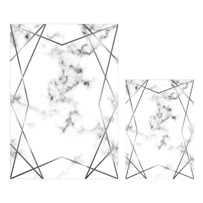 Bílo-šedé koupelnové předložky v sadě 2 ks 60x100 cm Geometric – Mila Home