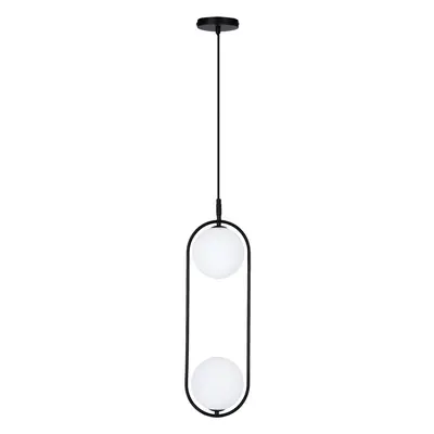 Černé závěsné svítidlo se skleněným stínidlem 18.5x15 cm Cordel – Candellux Lighting