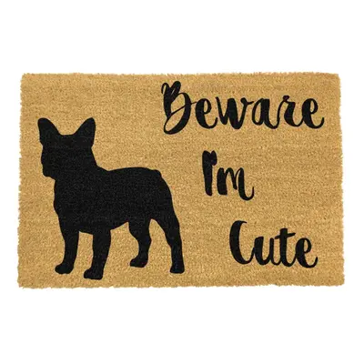 Rohožka z kokosového vlákna 40x60 cm Beware I'm Cute French Bulldog – Artsy Doormats