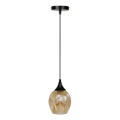 Černé závěsné svítidlo se skleněným stínidlem ø 14 cm Aspa – Candellux Lighting