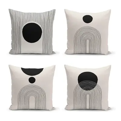 Černo-béžové povlaky na polštáře v sadě 4 ks 43x43 cm - Minimalist Cushion Covers