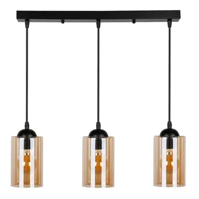 Černé závěsné svítidlo se skleněným stínidlem 10x55 cm Bistro – Candellux Lighting