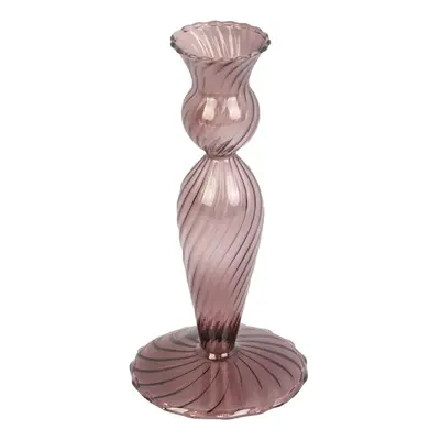 Hnědý skleněný svícen PT LIVING Swirl, výška 17 cm