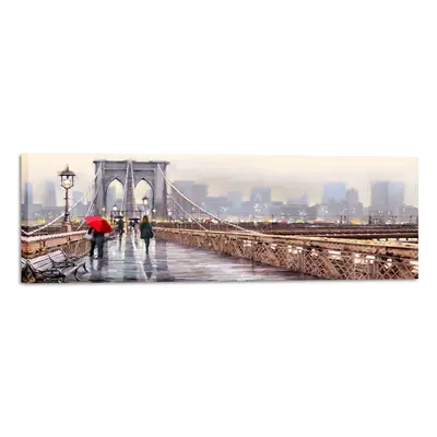 Obraz Styler Canvas Watercolor New York Bridge, 45 x 140 cm