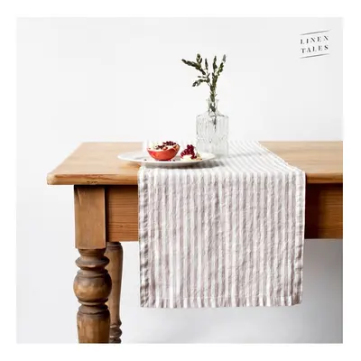 Lněný běhoun na stůl 40x200 cm Natural White Stripes – Linen Tales