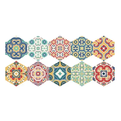 Sada 10 samolepek na podlahu Ambiance Floor Stickers Hexagons Lorena, 40 x 90 cm