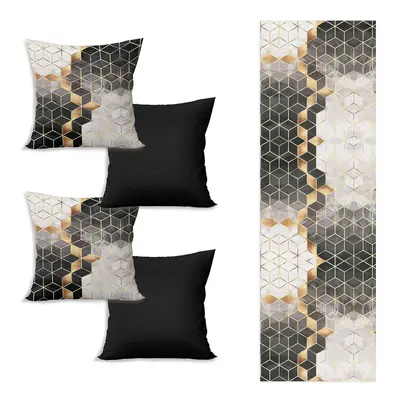 Set běhounu na stůl a 4 povlaků na polštáře Optic - Minimalist Cushion Covers