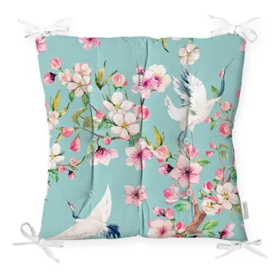 Podsedák na židli Minimalist Cushion Covers Flowers and Bird, 40 x 40 cm