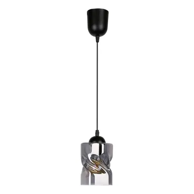 Černé závěsné svítidlo se skleněným stínidlem ø 10 cm Felis – Candellux Lighting