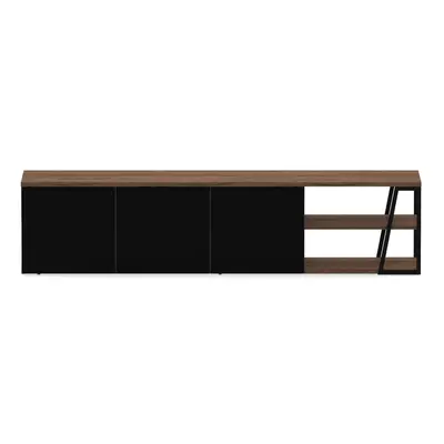 Černý TV stolek v dekoru ořechu 190x45 cm Albi - TemaHome