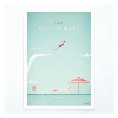 Plakát Travelposter Côte d'Azur, 30 x 40 cm