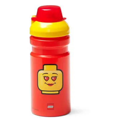 Červená lahev na vodu se žlutým víčkem LEGO® Iconic, 390 ml