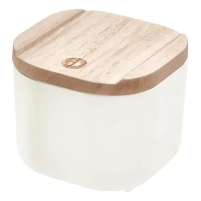 Bílý úložný box s víkem ze dřeva paulownia iDesign Eco, 9 x 9 cm