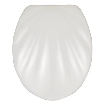 Bílé WC sedátko se snadným zavíráním Wenko Premium Sea Shell, 45,5 x 38 cm