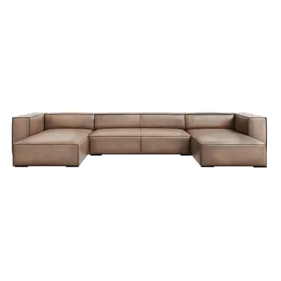 Světle hnědá kožená rohová pohovka (do "U") Madame – Windsor & Co Sofas