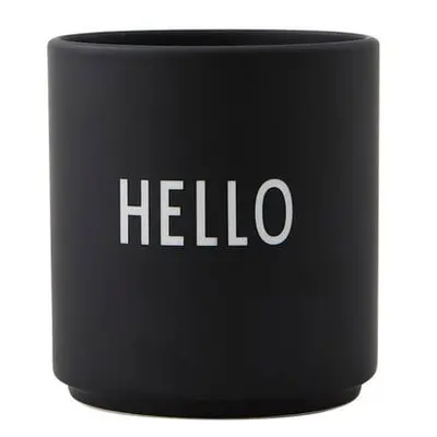 Černý porcelánový hrnek 300 ml Hello – Design Letters