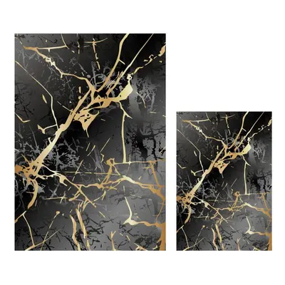 Koupelnové předložky v černo- zlaté barvě v sadě 2 ks 60x100 cm Cracks – Mila Home