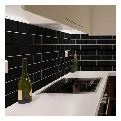 Sada samolepek na kachličky 30 ks 20x10 cm Subway Tiles Black – Ambiance