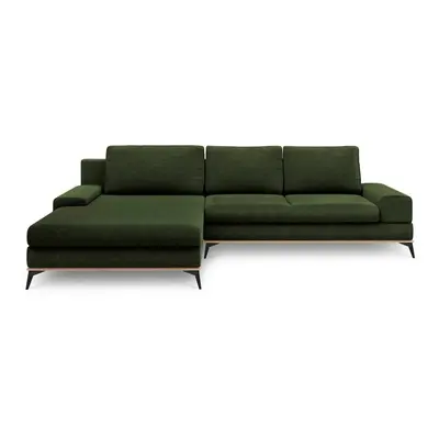 Lahvově zelená rozkládací rohová pohovka Windsor & Co Sofas Planet, levý roh