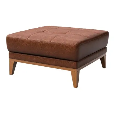 Koňakově hnědá kožená podnožka MESONICA Musso Tufted