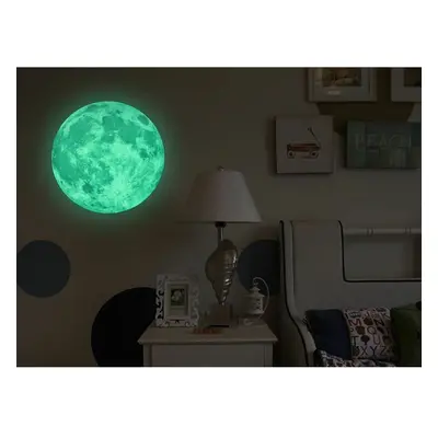 Nástěnná svítící dětská samolepka Ambiance Real Moon, ⌀ 30 cm