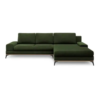 Lahvově zelená rozkládací rohová pohovka Windsor & Co Sofas Planet, pravý roh