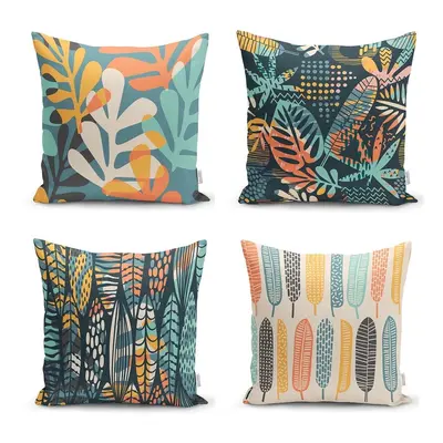 Sada 4 povlaků na polštáře Minimalist Cushion Covers Colorful Leaves, 43 x 43 cm