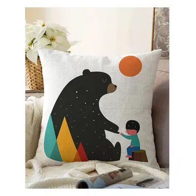 Povlak na polštář s příměsí bavlny Minimalist Cushion Covers Bear, 55 x 55 cm