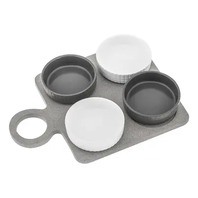 Set 4 servírovacích misek s podnosem Villa Altachiara Yin&Yang, 29 x 21,5 cm