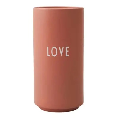 Růžová porcelánová váza Design Letters Love, výška 11 cm